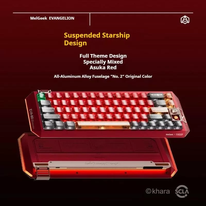 MelGeek Evangelion Centauri 60 EVA-02 Asuka Limited Edition Gaming Keyboard - 60%, HE, CNC Al-case, Leaf-spring gasket mount 5 MelGeek Evangelion Centauri 60 EVA-02 Asuka Limited Edition Gaming Keyboard - 60%, HE, CNC Al-case, Leaf-spring gasket mount - Ảnh 5