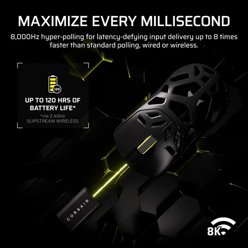 CORSAIR SABRE v2 PRO Magnesium Alloy Wireless 8K Gaming Mouse 11 CORSAIR SABRE v2 PRO Magnesium Alloy Wireless 8K Gaming Mouse - Ảnh 11