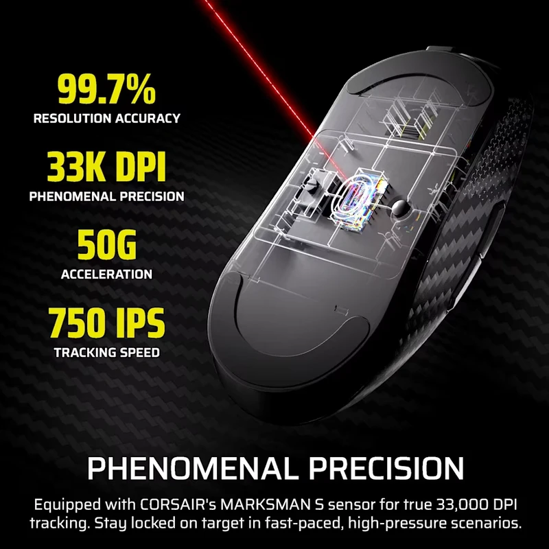 CORSAIR SABRE v2 PRO Carbon Fiber Wireless 8K Black Gaming Mouse 11 CORSAIR SABRE v2 PRO Carbon Fiber Wireless 8K Black Gaming Mouse - Ảnh 11