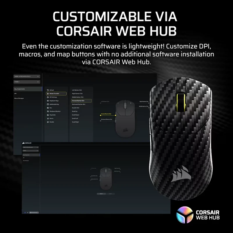 CORSAIR SABRE v2 PRO Carbon Fiber Wireless 8K Black Gaming Mouse 14 CORSAIR SABRE v2 PRO Carbon Fiber Wireless 8K Black Gaming Mouse - Ảnh 14