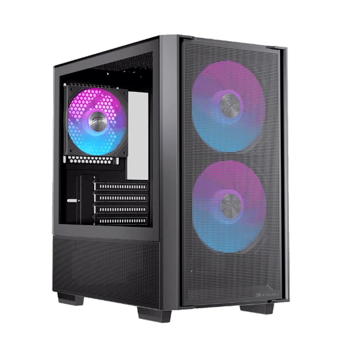EINAREX PULSE PM150 RGB Black M-ATX Gaming Case - Mesh Front, Tempered Glass, 3× ARGB Fans 1 EINAREX PULSE PM150 RGB Black M-ATX Gaming Case - Mesh Front, Tempered Glass, 3× ARGB Fans