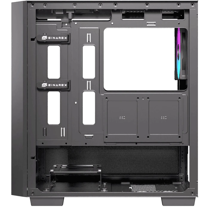 EINAREX PULSE PM150 RGB Black M-ATX Gaming Case - Mesh Front, Tempered Glass, 3× ARGB Fans 4 EINAREX PULSE PM150 RGB Black M-ATX Gaming Case - Mesh Front, Tempered Glass, 3× ARGB Fans - Ảnh 4