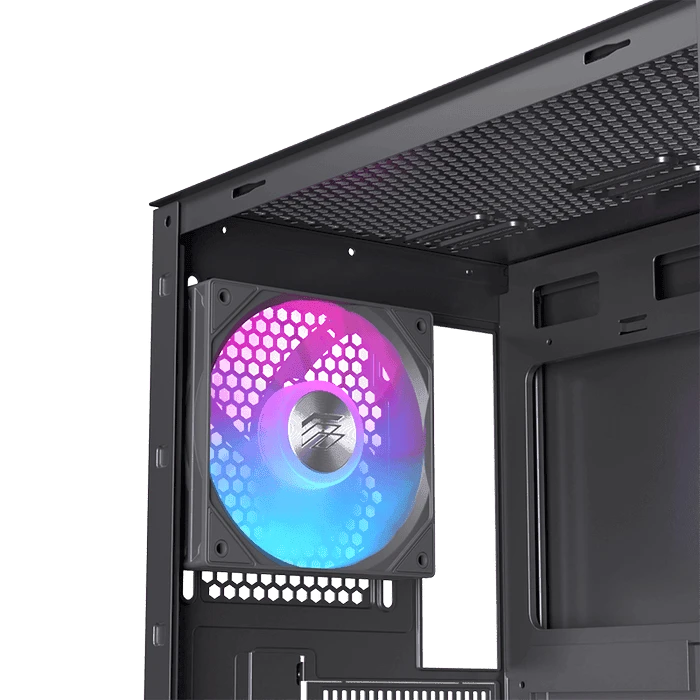 EINAREX PULSE PM150 RGB Black M-ATX Gaming Case - Mesh Front, Tempered Glass, 3× ARGB Fans 5 EINAREX PULSE PM150 RGB Black M-ATX Gaming Case - Mesh Front, Tempered Glass, 3× ARGB Fans - Ảnh 5