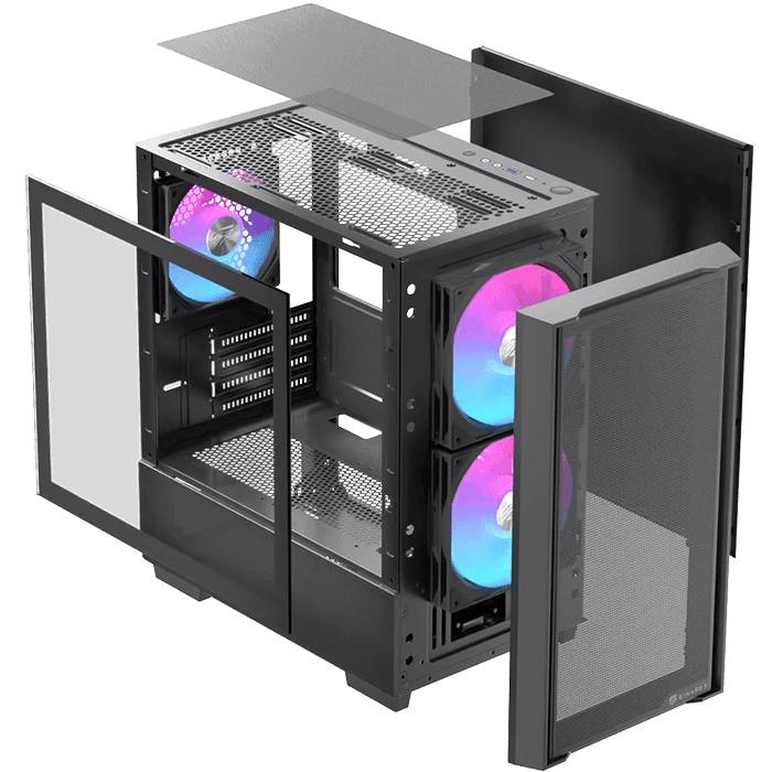 EINAREX PULSE PM150 RGB Black M-ATX Gaming Case - Mesh Front, Tempered Glass, 3× ARGB Fans 25 Trải nghiệm build PC mượt mà