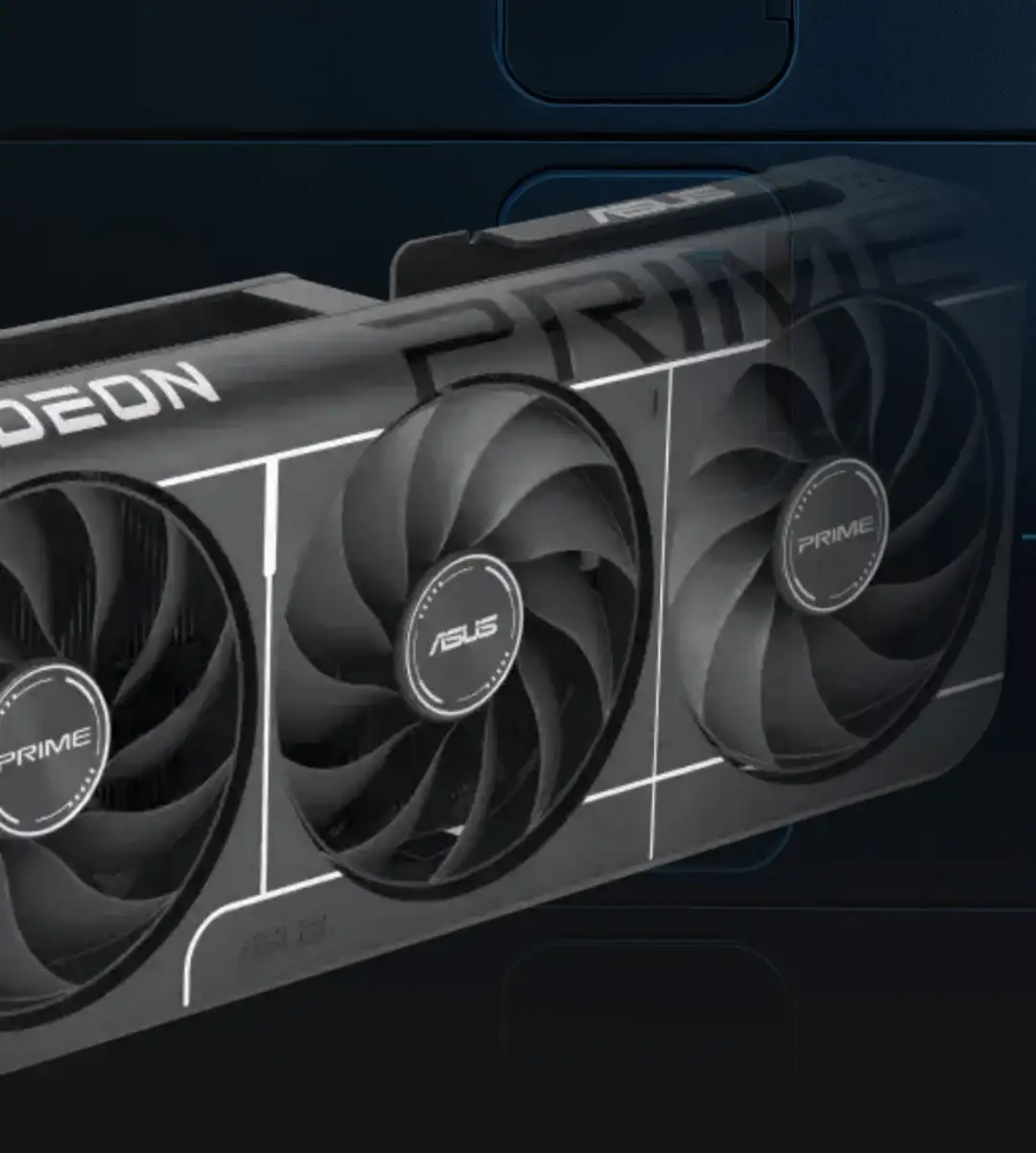ASUS Prime Radeon RX 9060 XT 16GB GDDR6 OC Edition (PRIME-RX9060XT-O16G) Graphics Card 31 Hệ thống tản nhiệt Axial-tech ASUS Prime Radeon RX 9060 XT OC 16GB GDDR6