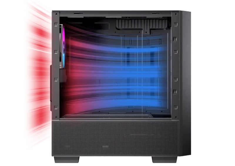 EINAREX PULSE PM150 RGB Black M-ATX Gaming Case - Mesh Front, Tempered Glass, 3× ARGB Fans 17 Thiết kế mặt lưới Mesh và kính cường lực