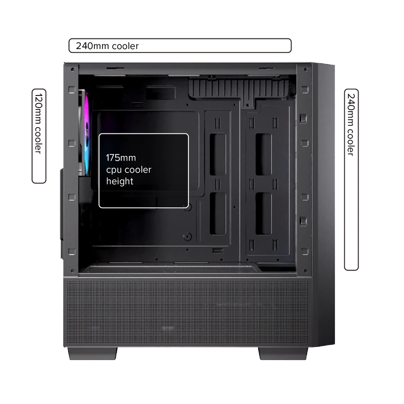 EINAREX PULSE PM150 RGB Black M-ATX Gaming Case - Mesh Front, Tempered Glass, 3× ARGB Fans 20 Trang bị sẵn quạt RGB nổi bật