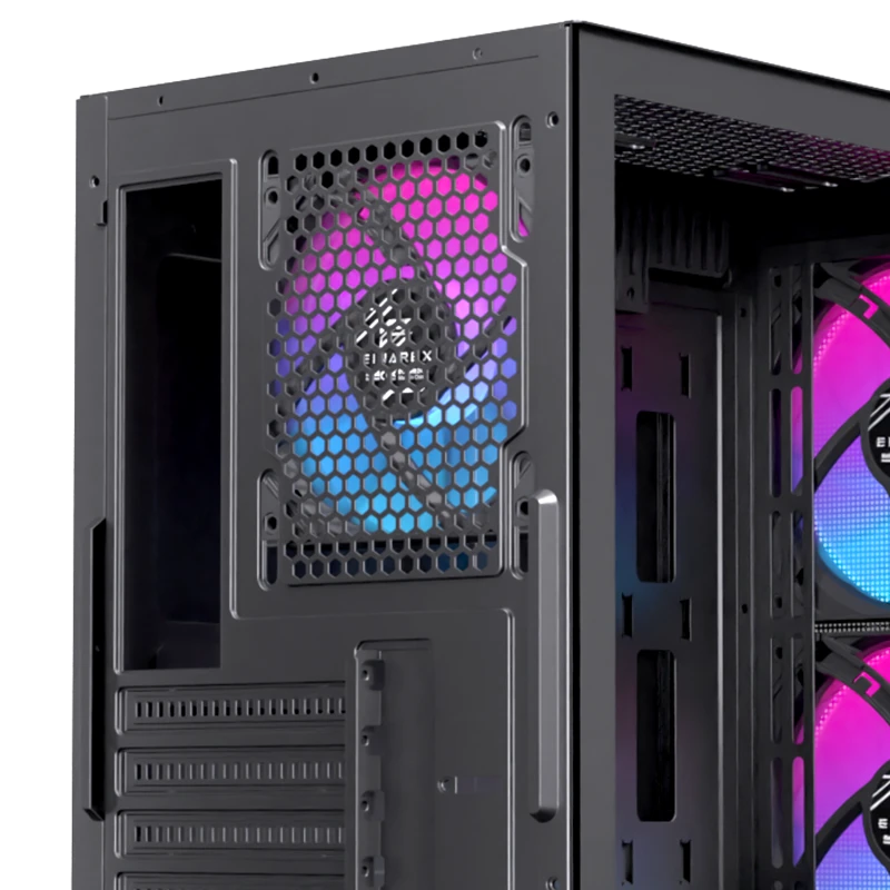 EINAREX PULSE PM150 RGB Black M-ATX Gaming Case - Mesh Front, Tempered Glass, 3× ARGB Fans 23 Cổng kết nối USB-C mặt trước